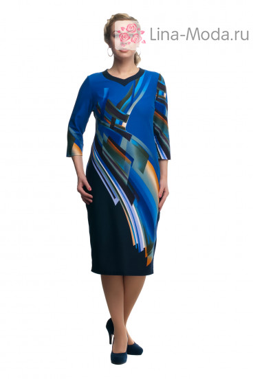 Платье "Олси" 1705017/1 ОЛСИ (Абстракция синий)
